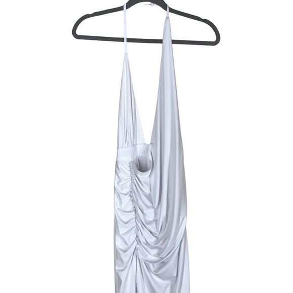 REVOLVE Superdown Mia Drape Slit Dress in White Stretch Asymmetric Design Small - Picture 7 of 8